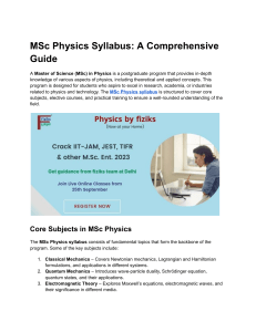 MSc Physics Syllabus: A Comprehensive Guide