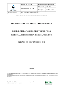 Rozhkovskoye Field Digital Operations Technical Specification