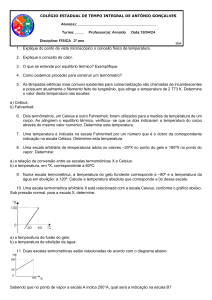 Folha de Exercícios de Física: Temperatura, Calor e Dilatação Térmica