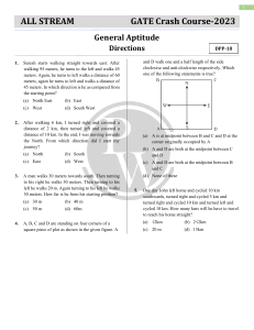 GATE Aptitude: Directions Crash Course - Practice Questions