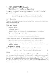 Nonlinear Equations: Solutions & Numerical Methods