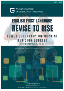 English First Language Revision Booklet - Lower Secondary