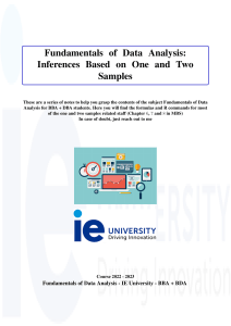 Data Analysis: Inferences Based on One & Two Samples