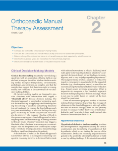 Orthopaedic Manual Therapy Assessment: Decision Making