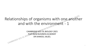 Ecology: Relationships of Organisms & Environment