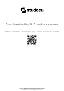 Marketing Management Exam Questions & Answers