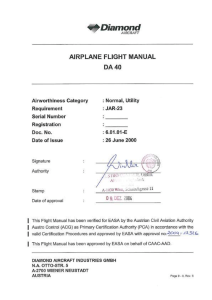 DA 40 Diamond Star Airplane Flight Manual