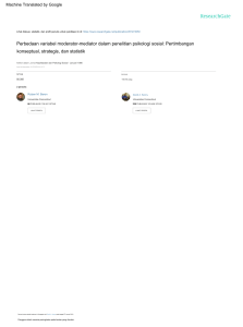 Variabel Moderator vs. Mediator dalam Penelitian Psikologi Sosial