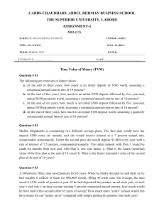 Time Value of Money Assignment - MBA Finance