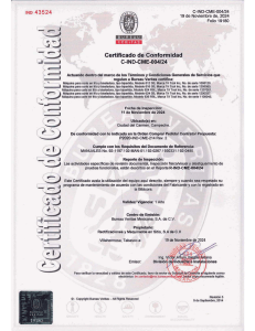 Certificate of Conformity: Industrial Equipment Compliance