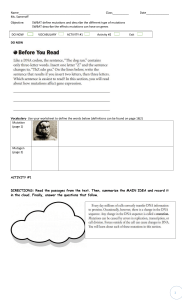 Mutations Worksheet: Types, Effects, and Vocabulary