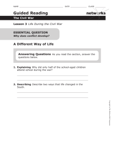 Civil War Life: Guided Reading Worksheet