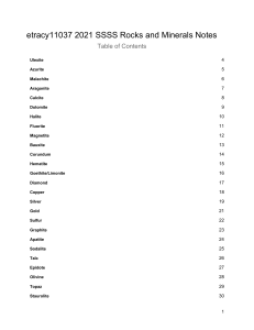 Rocks and Minerals Notes: Ulexite to Shale