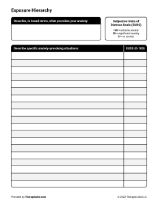 Exposure Hierarchy Worksheet for Anxiety Management