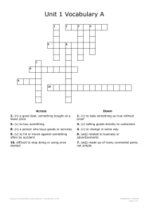 Unit 1 Vocabulary Crossword Puzzle