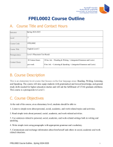 FPEL0002 English Level 2 Course Outline