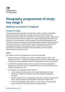 Geography Key Stage 3 Programme of Study - England