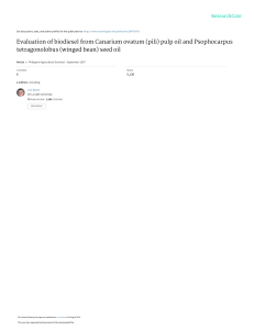 Biodiesel from Pili Pulp & Winged Bean Oil Evaluation