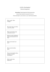 To Kill a Mockingbird: Historical Background Worksheet