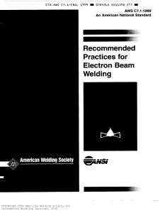 Electron Beam Welding Practices: AWS C7.1 Standard