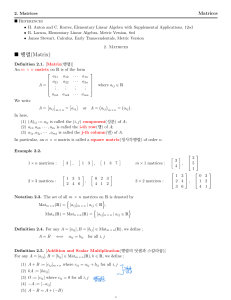Matrices: Definitions, Theorems, and Examples