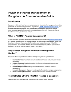 PGDM in Finance Management in Bangalore: A Guide