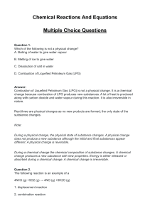 Chemical Reactions & Equations: Multiple Choice Questions