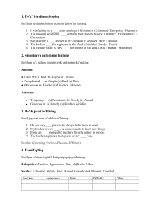 Uzbek Language Vocabulary & Grammar Worksheet