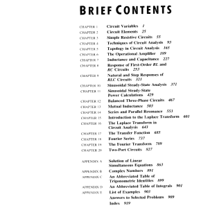 Circuit Analysis Textbook Table of Contents