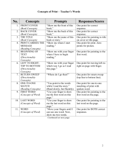 Concepts of Print Checklist: Early Literacy Assessment