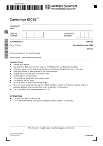 IGCSE Mathematics Paper 3 (Core) - Oct/Nov 2024