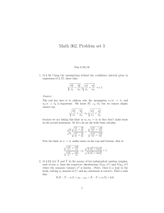 Math 362: Statistics Problem Set - Confidence Intervals & Hypothesis Testing