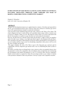 Take or Pay Clauses in Gas Contracts: Competition Analysis