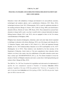 BEEd Policies & Guidelines: CMO No. 74 s. 2017