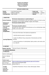 Biomolecules Lesson Plan: Elements & Importance