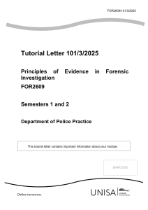 Forensic Investigation Principles: FOR2609 Tutorial Letter