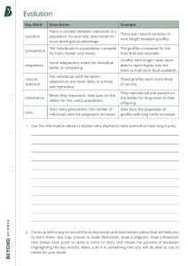 Evolution Worksheet: Natural Selection & Adaptation