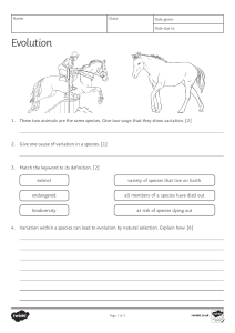 Evolution Worksheet: Variation, Natural Selection, Gene Banks