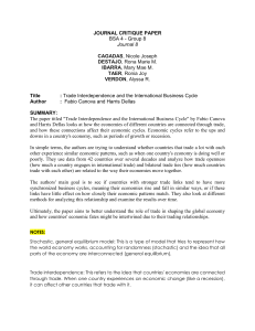 Trade Interdependence: Journal Critique