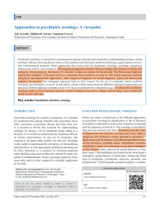 Psychiatric Nosology: Approaches & Viewpoint