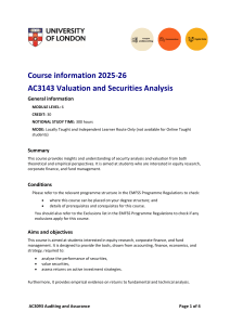 AC3143 Valuation and Securities Analysis Course Information