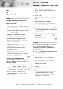 English Unit Test: Vocabulary, Grammar, Use of English