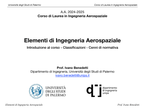 Elementi di Ingegneria Aerospaziale: Introduzione e Classificazioni