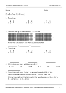 Cambridge Primary Math Stage 6: Unit 8 Test