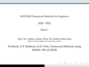 Numerical Methods for Engineers: Lecture Notes