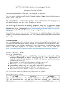Accounting & Taxation Learning Reflection - University Level