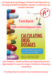 Drug Dosage Calculation Test Bank - Nursing & Math