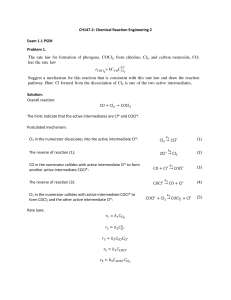 COCl2 Formation: Chemical Reaction Engineering Solution