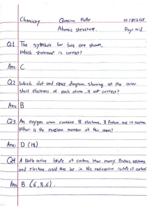 Chemistry Question Paper: Atomic Structure