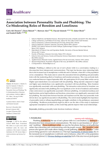 Phubbing, Personality, Boredom & Loneliness: A Healthcare Study